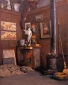 Interior de un estudio con estufa Gustave Caillebotte